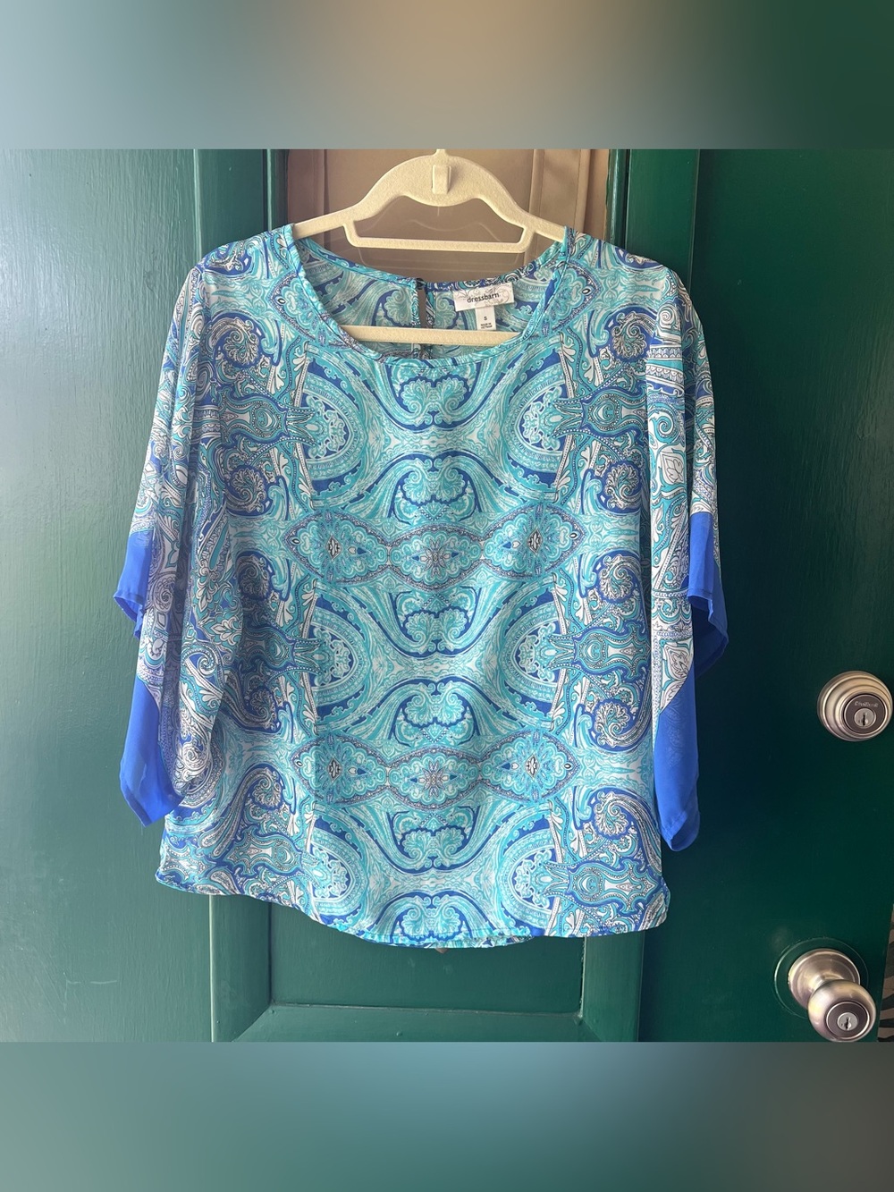 dressbarn Blue and Aqua Paisley Tunic